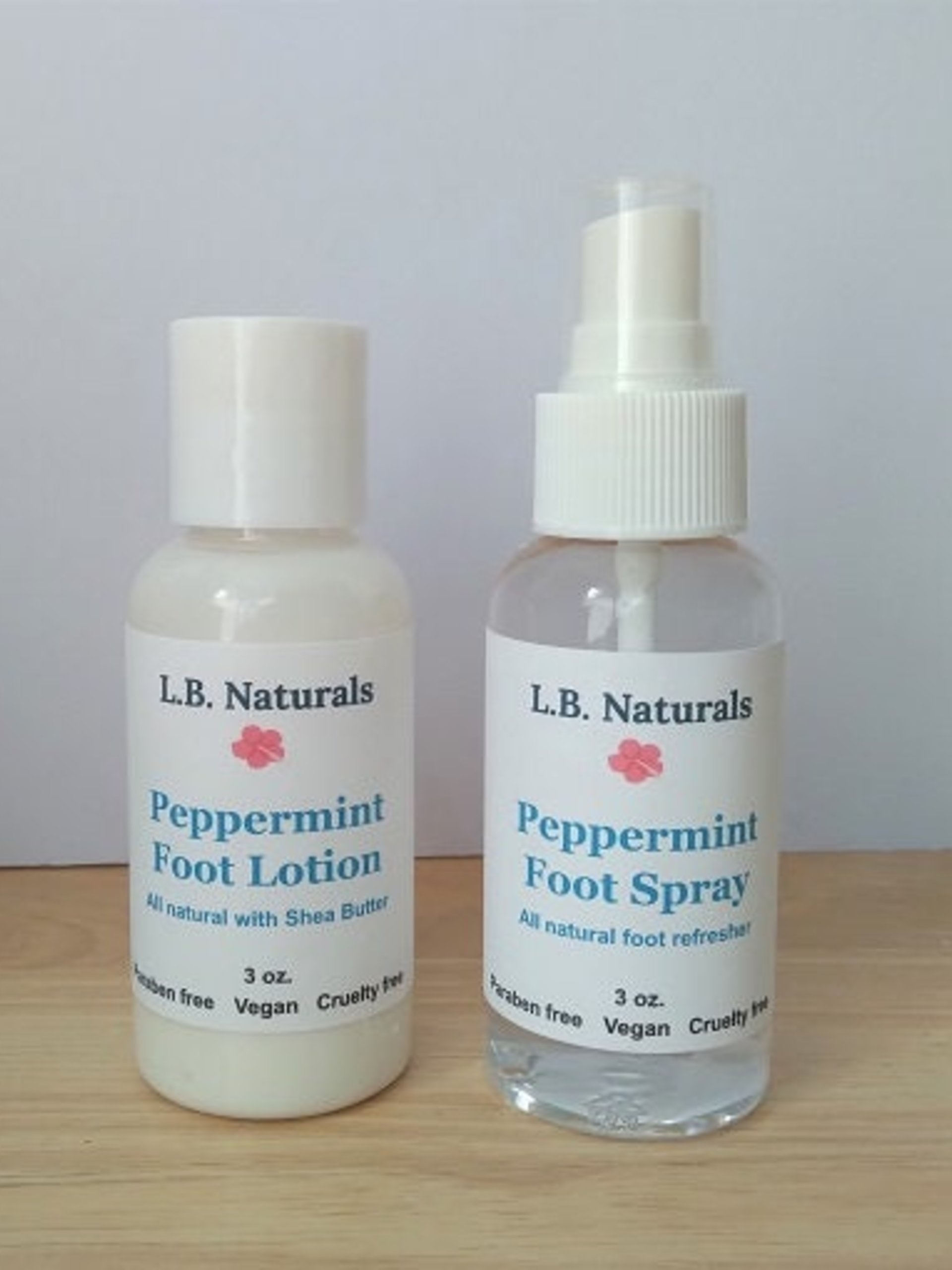 Natural Peppermint Gift Set w/ Foot Soak, Refresher Spray, Lotion and Keepsake Seashell Scoop