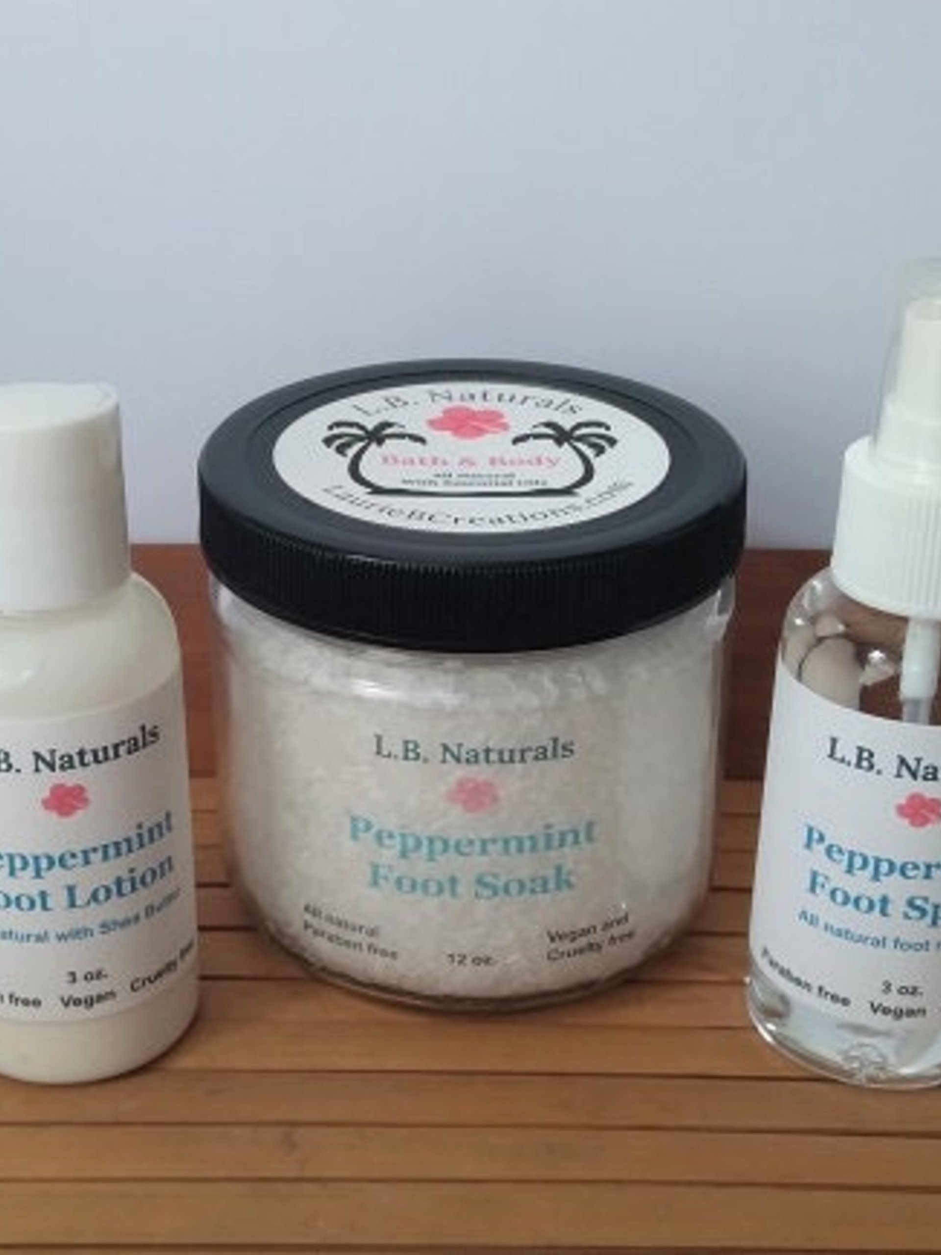 Natural Peppermint Gift Set w/ Foot Soak, Refresher Spray, Lotion and Keepsake Seashell Scoop