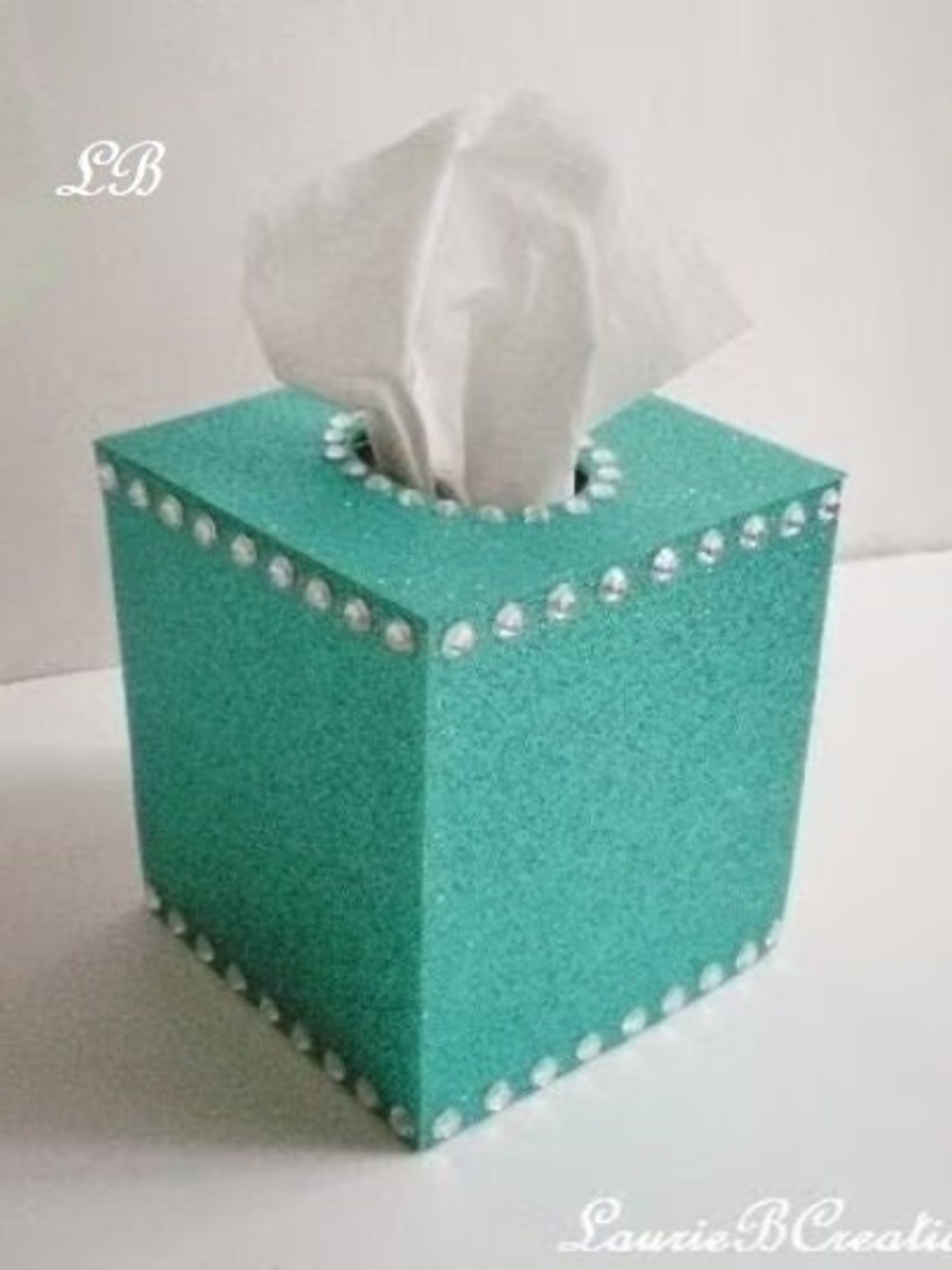 Glitter & Bling Tissue Box Cover-Sparkling Fine Glitter in Turquoise or a Variety of Glitter Colors w/ Clear Rhinestones
