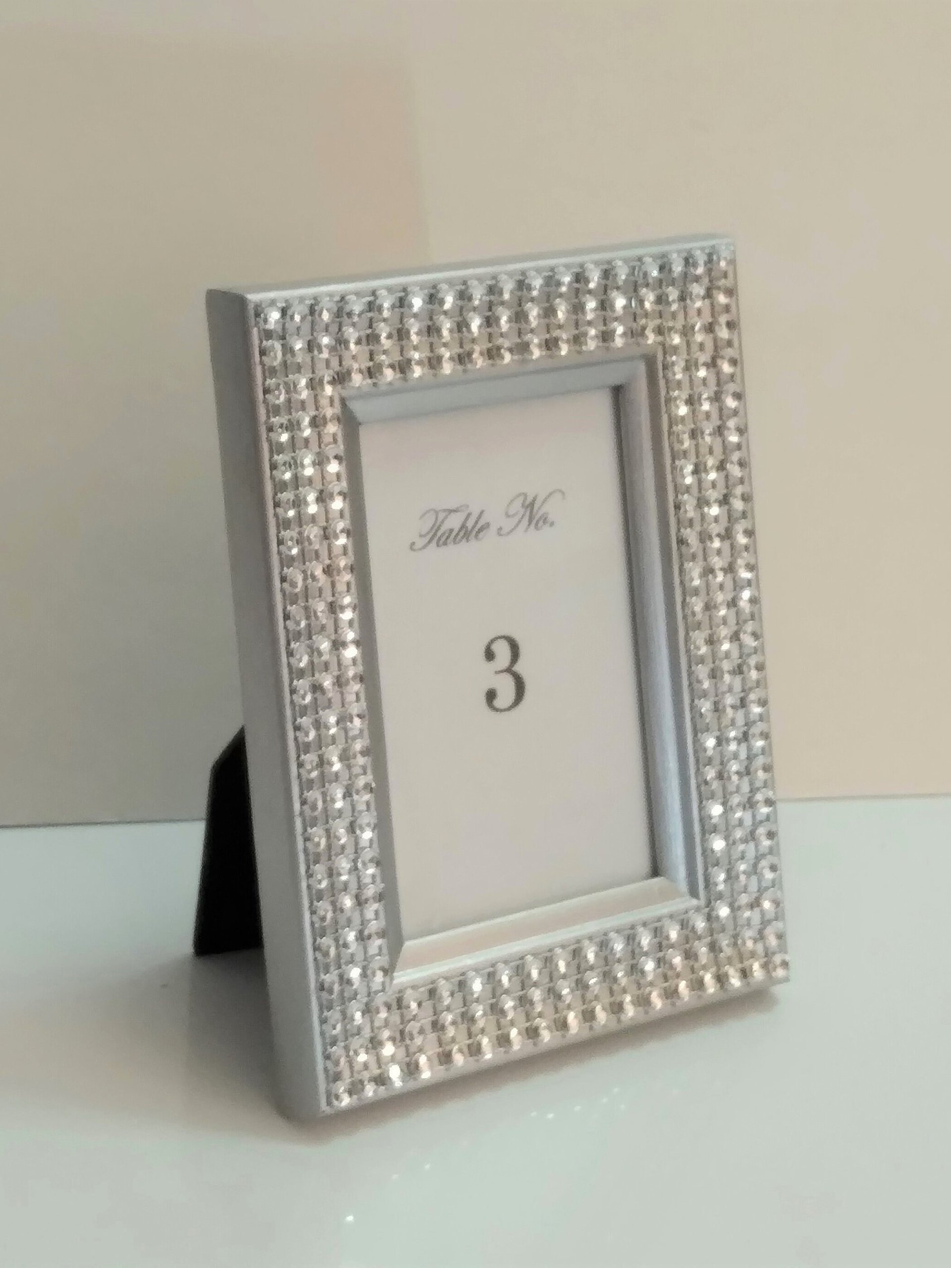 Bling Table Number Frame- Gold Diamond Wrap Tabletop Frame for 2 x 3 info or photo