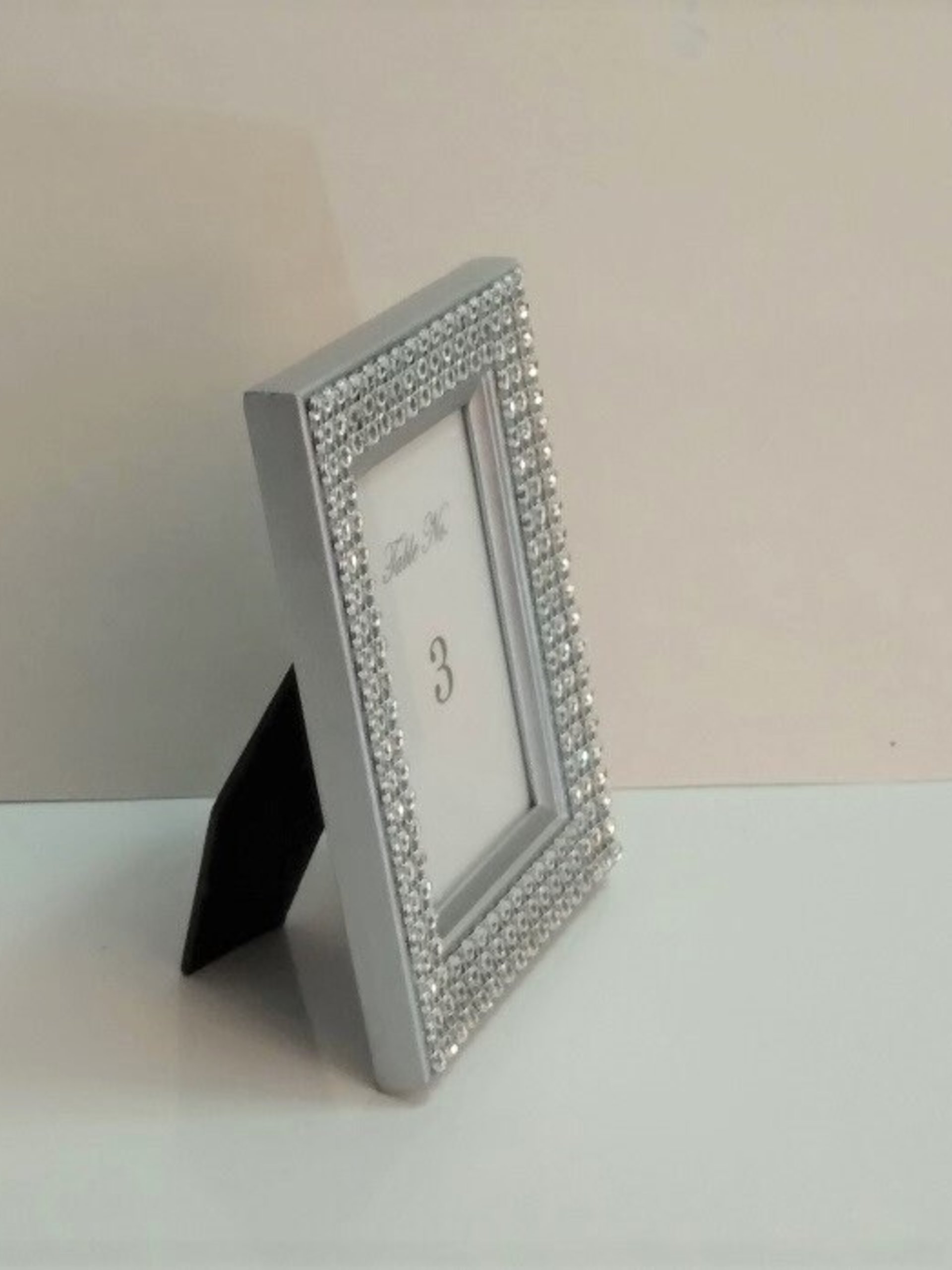 Bling Table Number Frame- Gold Diamond Wrap Tabletop Frame for 2 x 3 info or photo