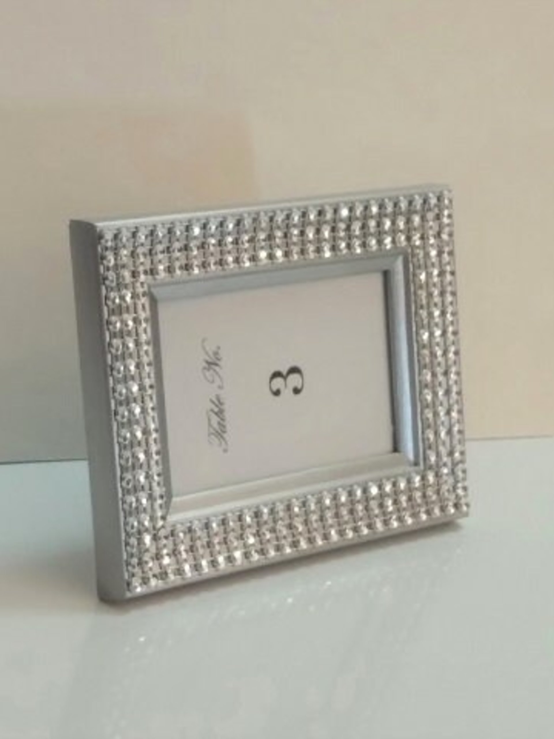 Bling Table Number Frame- Gold Diamond Wrap Tabletop Frame for 2 x 3 info or photo