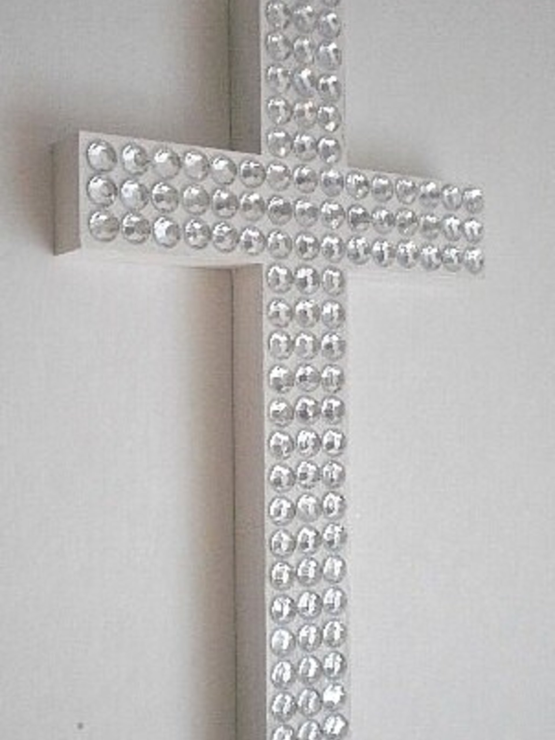 Bling Wall Cross - Handpainted Wood Cross w/ Sparkling Clear Rhinestones- White or Variety of Colors - 9.5" or 12"