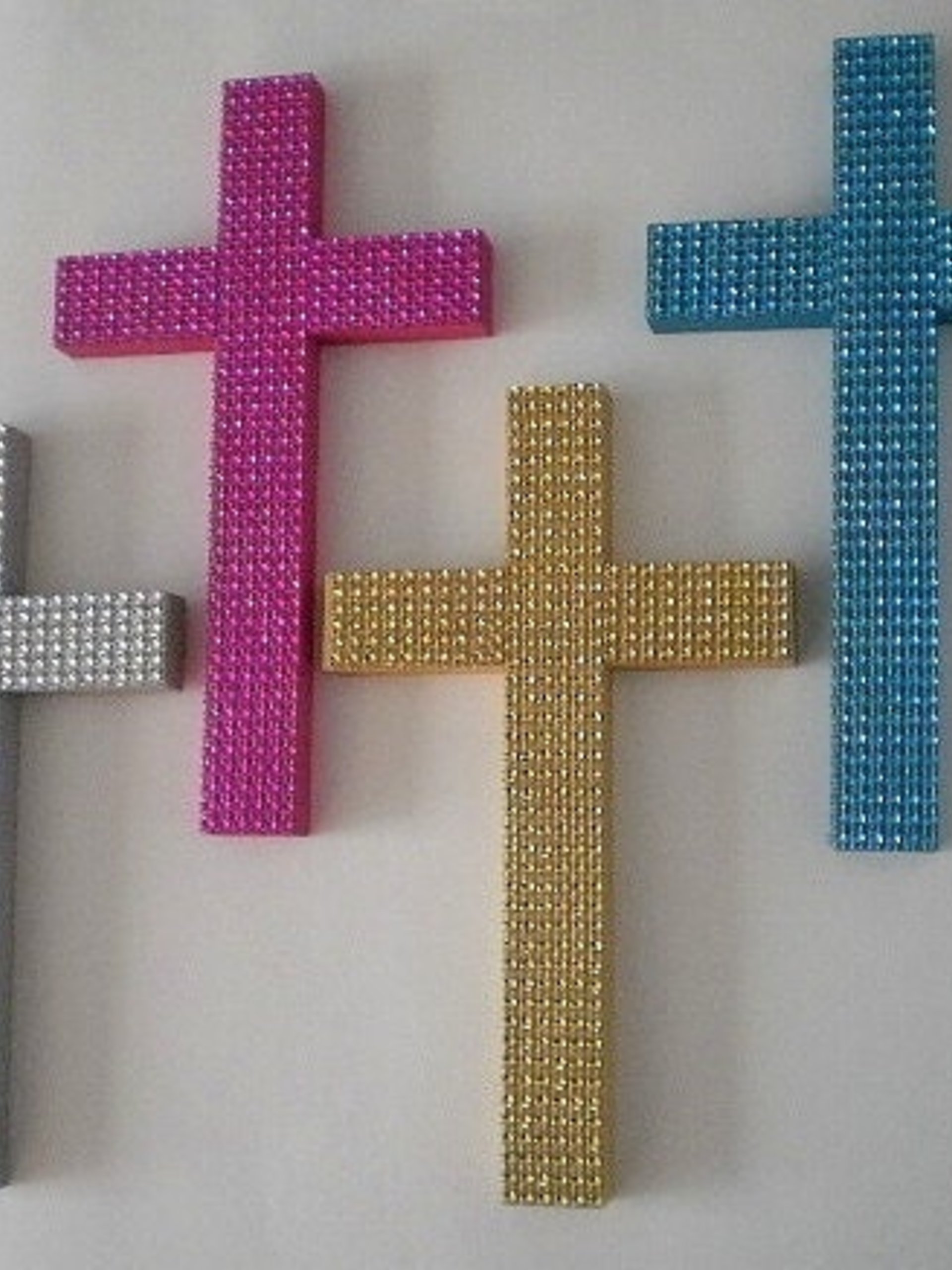 Gold Diamond Wrap Cross - Sparkling Handpainted Wall Cross w/ Gold Diamond Wrap  9.5" or 12"