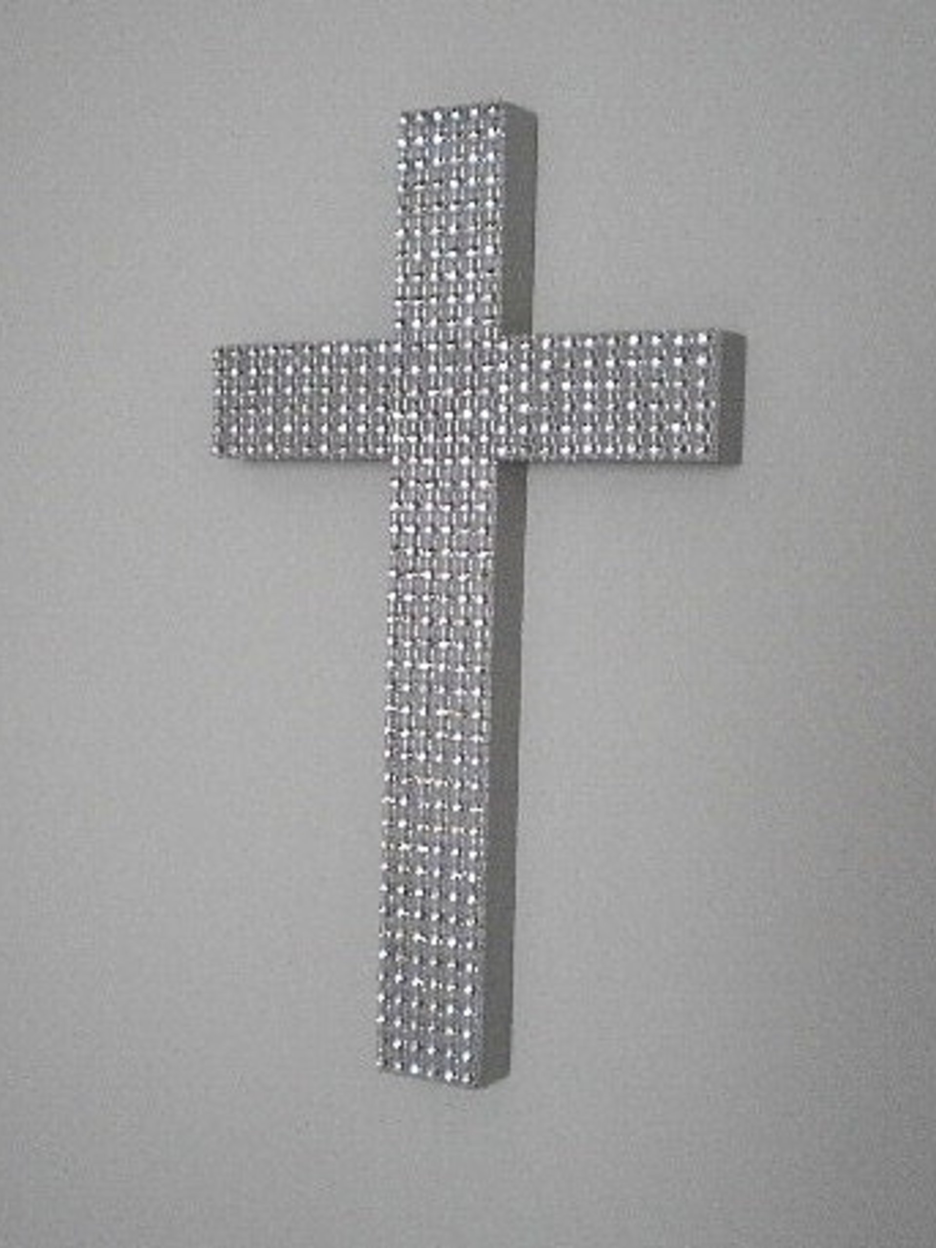 Silver Diamond Wrap Cross - Handpainted Decorative Wall Cross w/Matching Silver Diamond Wrap Bling  - 9.5" or 12"