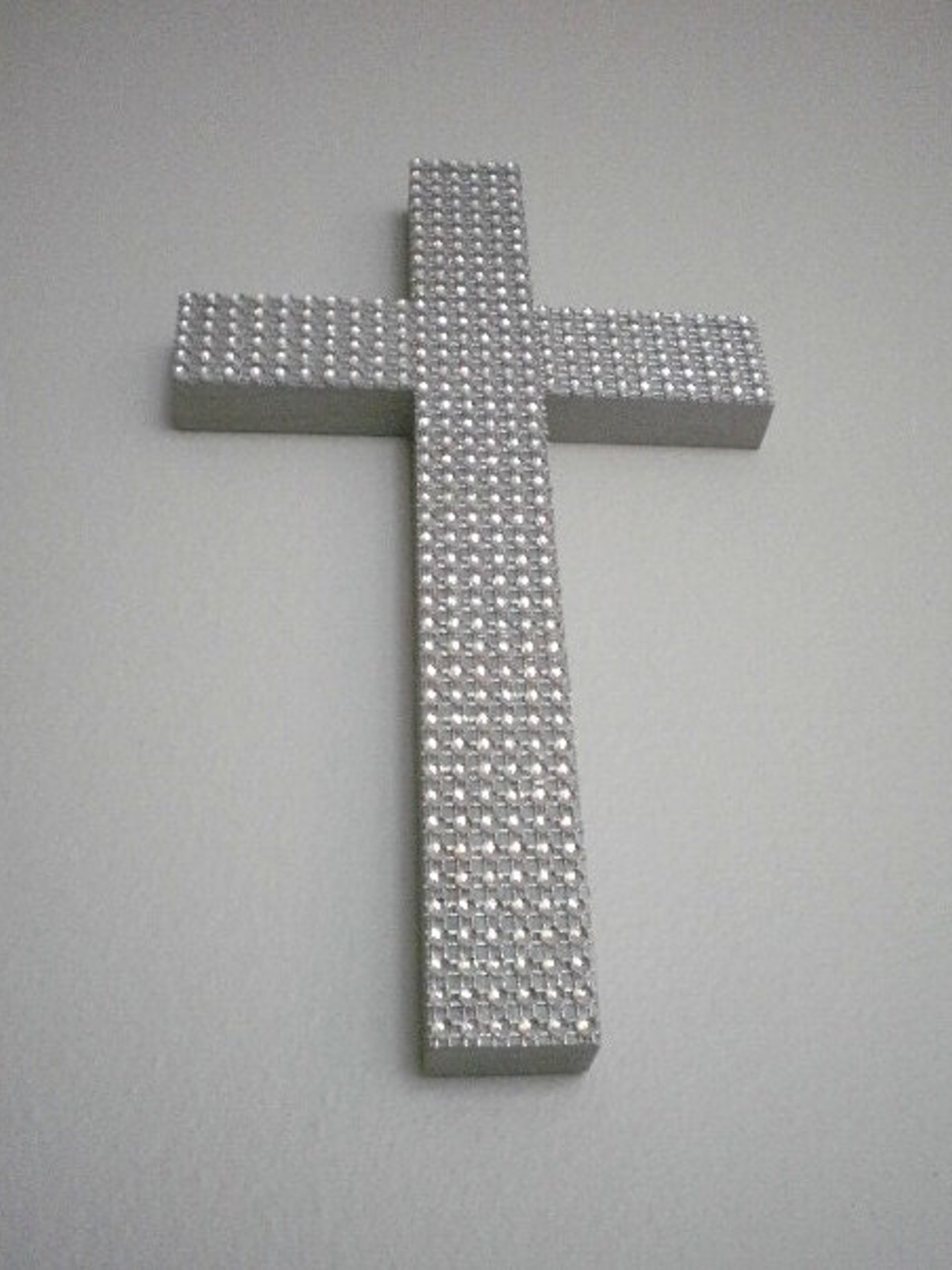 Silver Diamond Wrap Cross - Handpainted Decorative Wall Cross w/Matching Silver Diamond Wrap Bling  - 9.5" or 12"