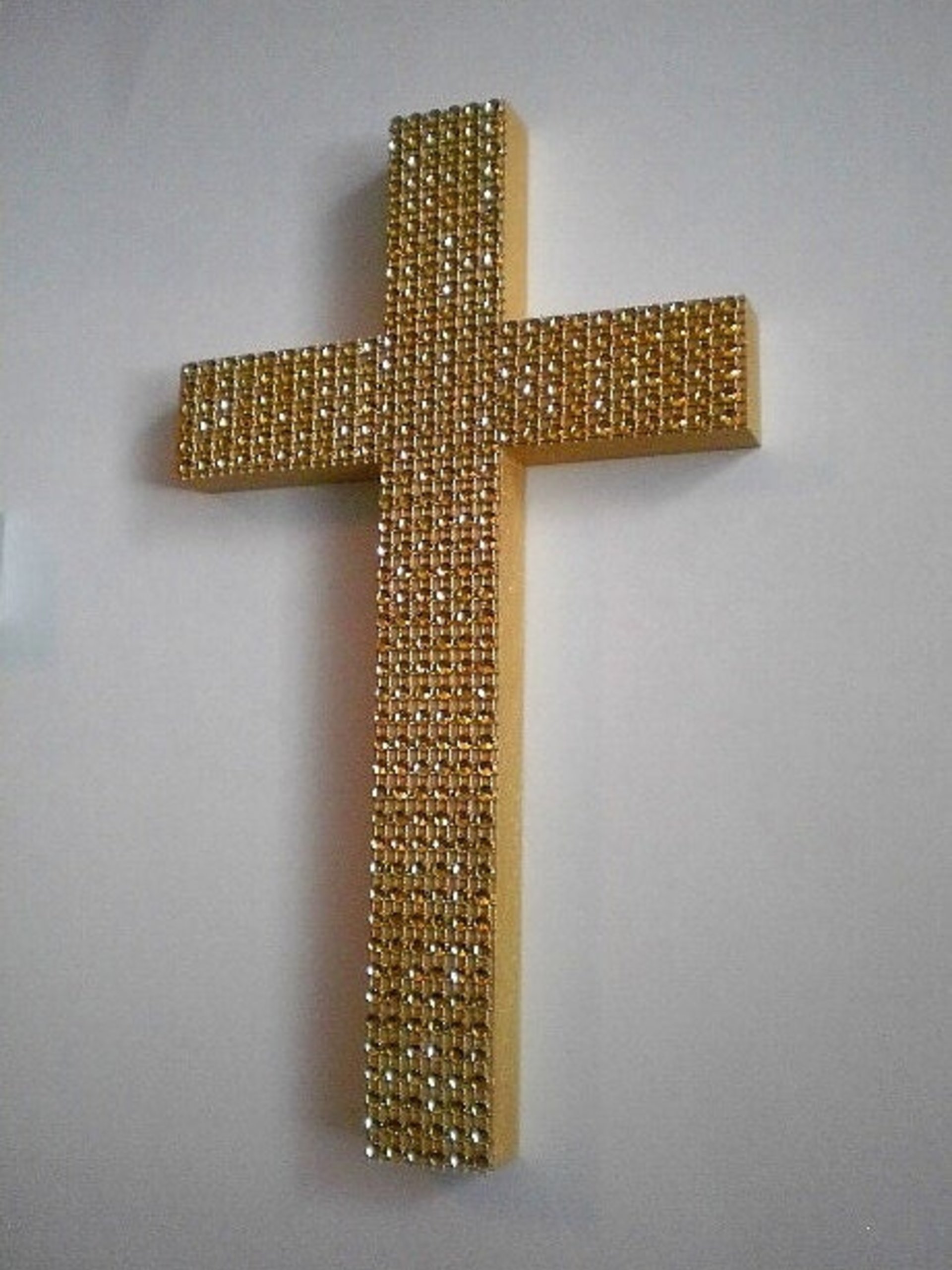 Gold Diamond Wrap Cross - Sparkling Handpainted Wall Cross w/ Gold Diamond Wrap  9.5" or 12"