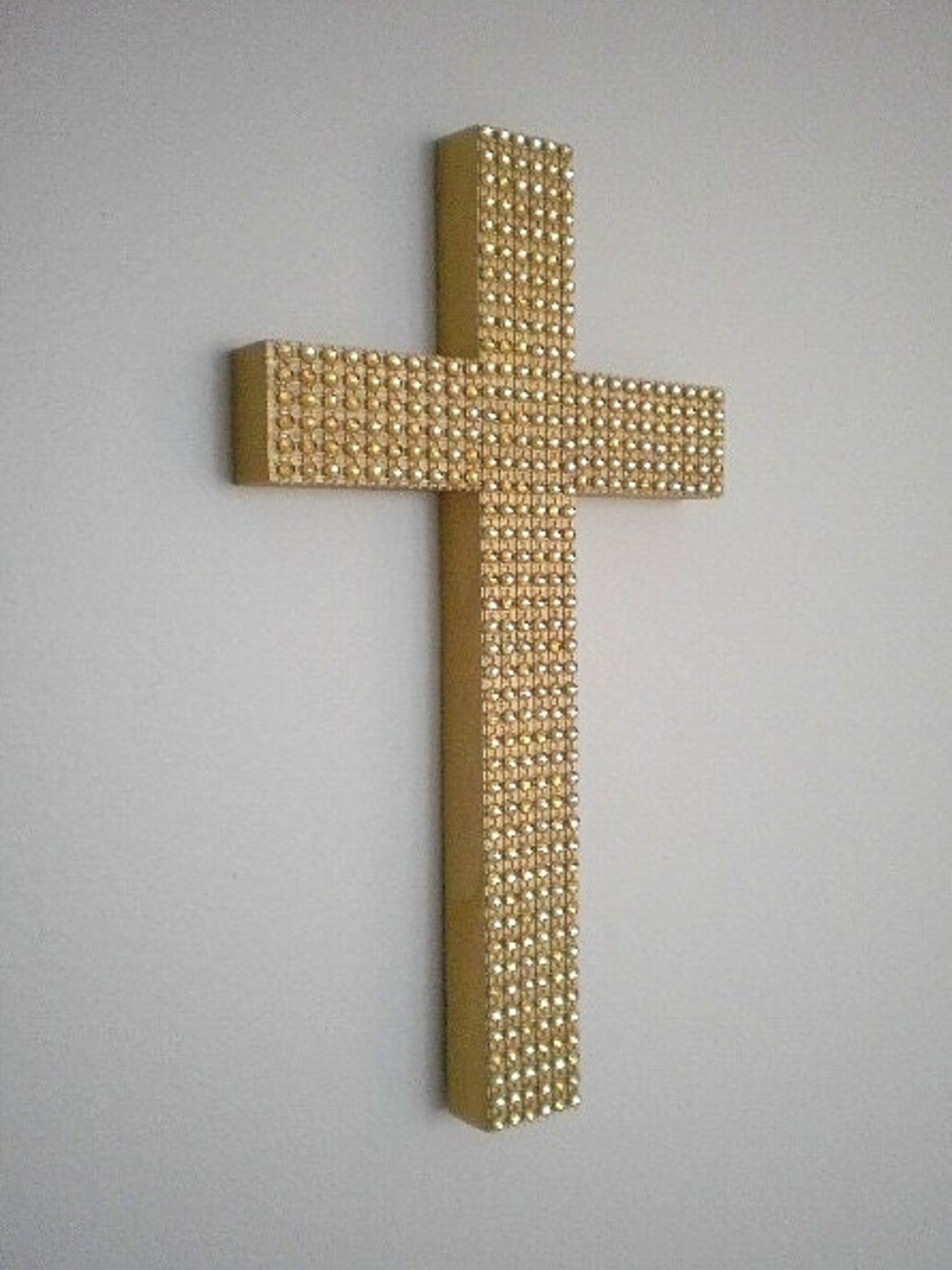Gold Diamond Wrap Cross - Sparkling Handpainted Wall Cross w/ Gold Diamond Wrap  9.5" or 12"