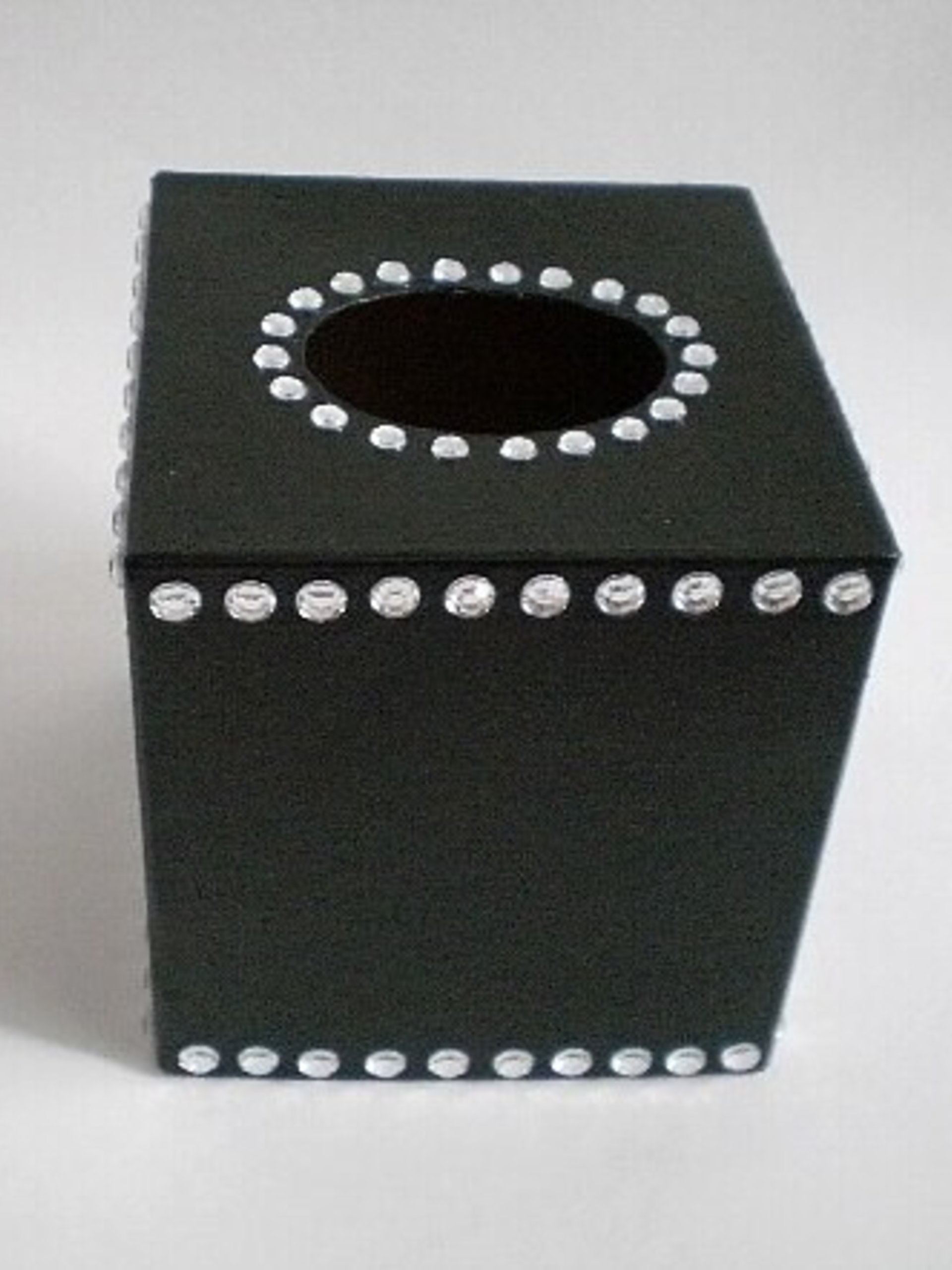 Bling Tissue Box Cover-Decorative Handpainted in Black or a Variety of Colors w/Sparkling Clear Rhinestones,Square Tissue Box