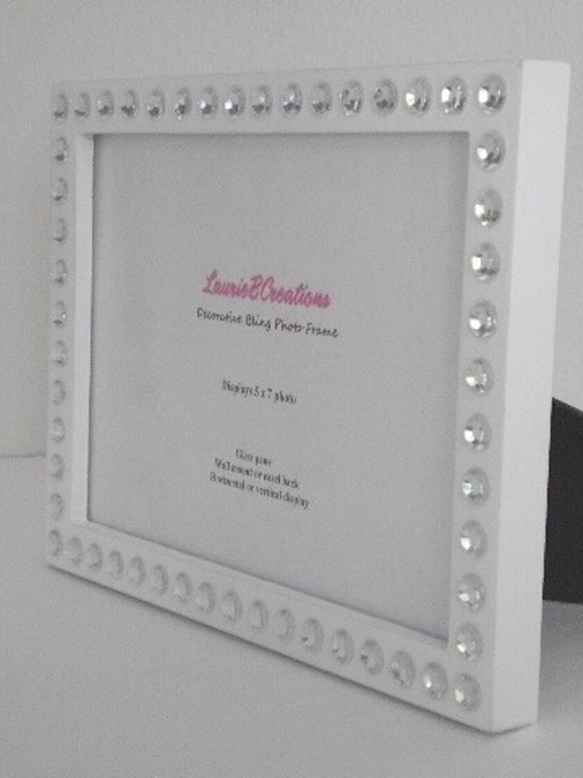 Bling Picture Frame - Black or White w/ Clear Rhinestones - for 4 x 6 or 5 x 7 photos or info