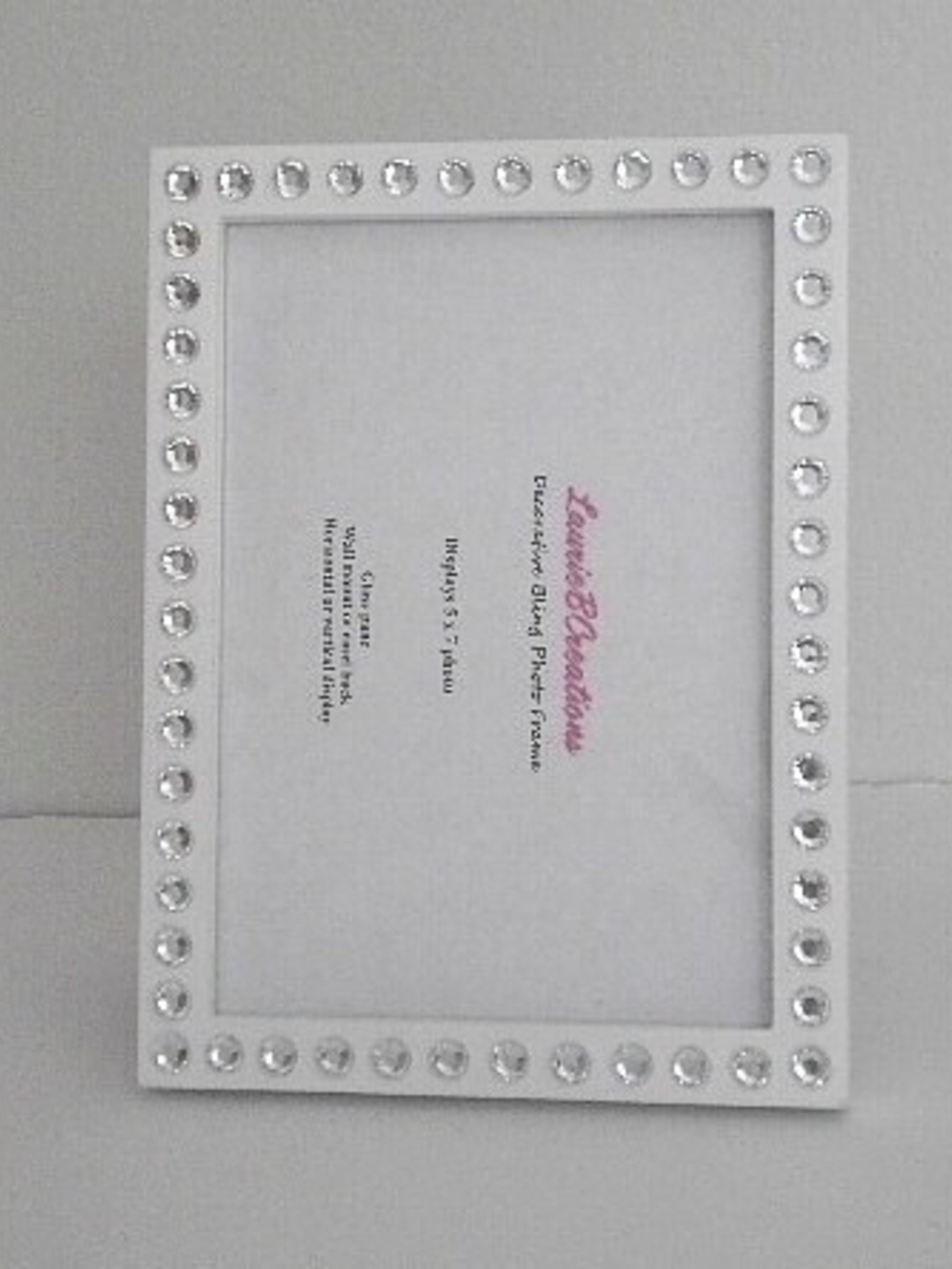 Bling Picture Frame - Black or White w/ Clear Rhinestones - for 4 x 6 or 5 x 7 photos or info