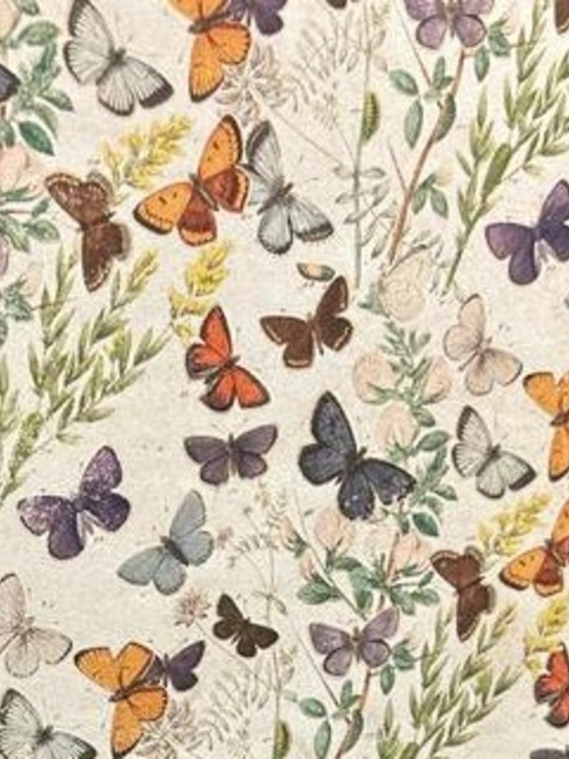Butterfly Tissue Box Cover - Decoupage vintage style in natural beige with small butterflies and leaves 