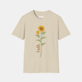 Sunflower & Faith softstyle t-shirt, cotton, unisex, black, white, sand, sport grey